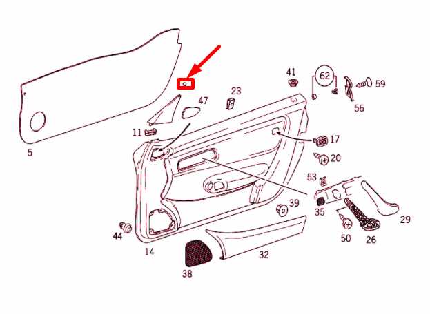 MB SLK R170 Front Right Door Mirror Triangle Inner Plate 