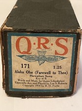 QRS Word Roll 171 Aloha Ohe Farewell To Thee Hawaiian Song Key of B Queen Lili