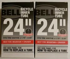 2X Bell Bicycle Inner Tube Standard Valve 24" X 1.75" - 2.25" Tire Size Mountain