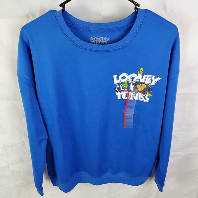 Looney Tunes Sweatshirt Women's XS Blue Graphic That's All Folks Pullover New