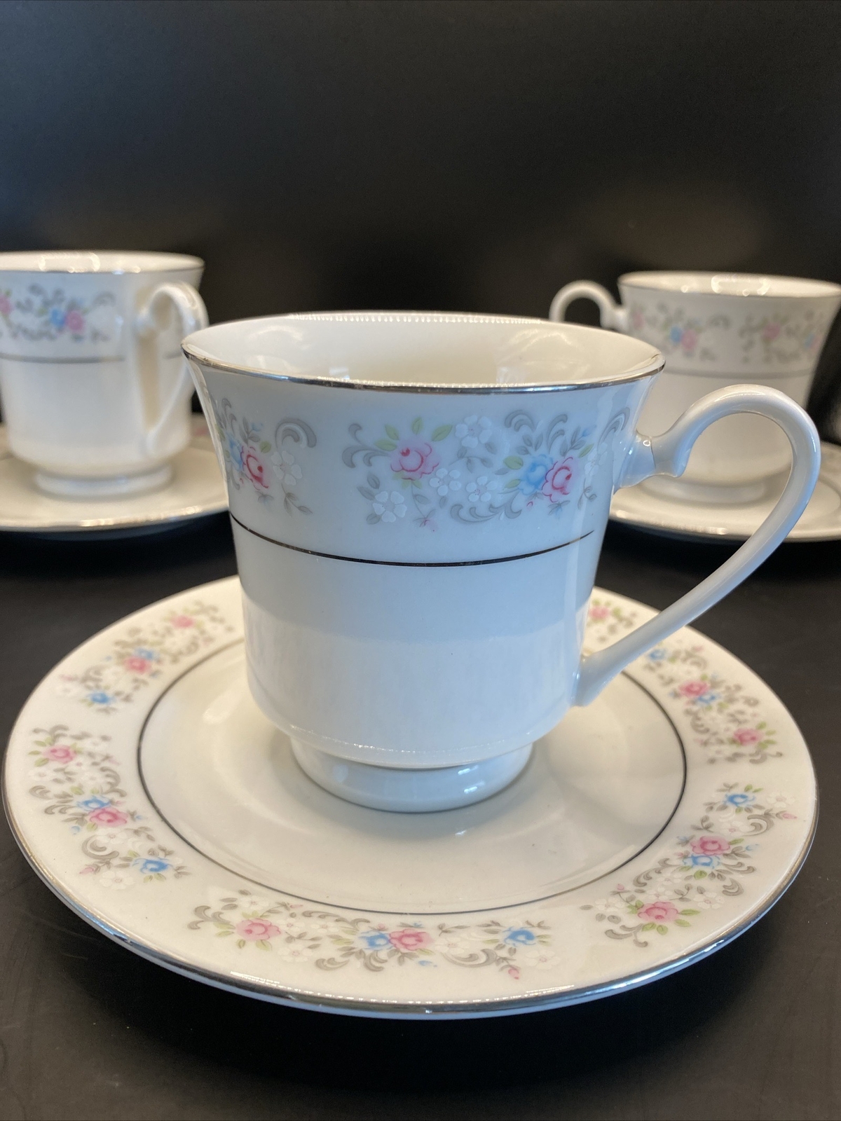 Dynasty Fine China Rapture Tea Coffee Cups And Saucers Set Of 3 eBay