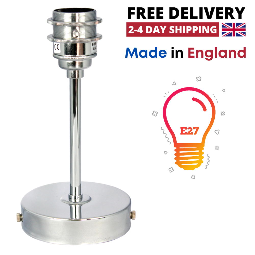 E27 Chrome Ceiling Rose Pendant With Tube And Lamp Holder Fitting Lighting