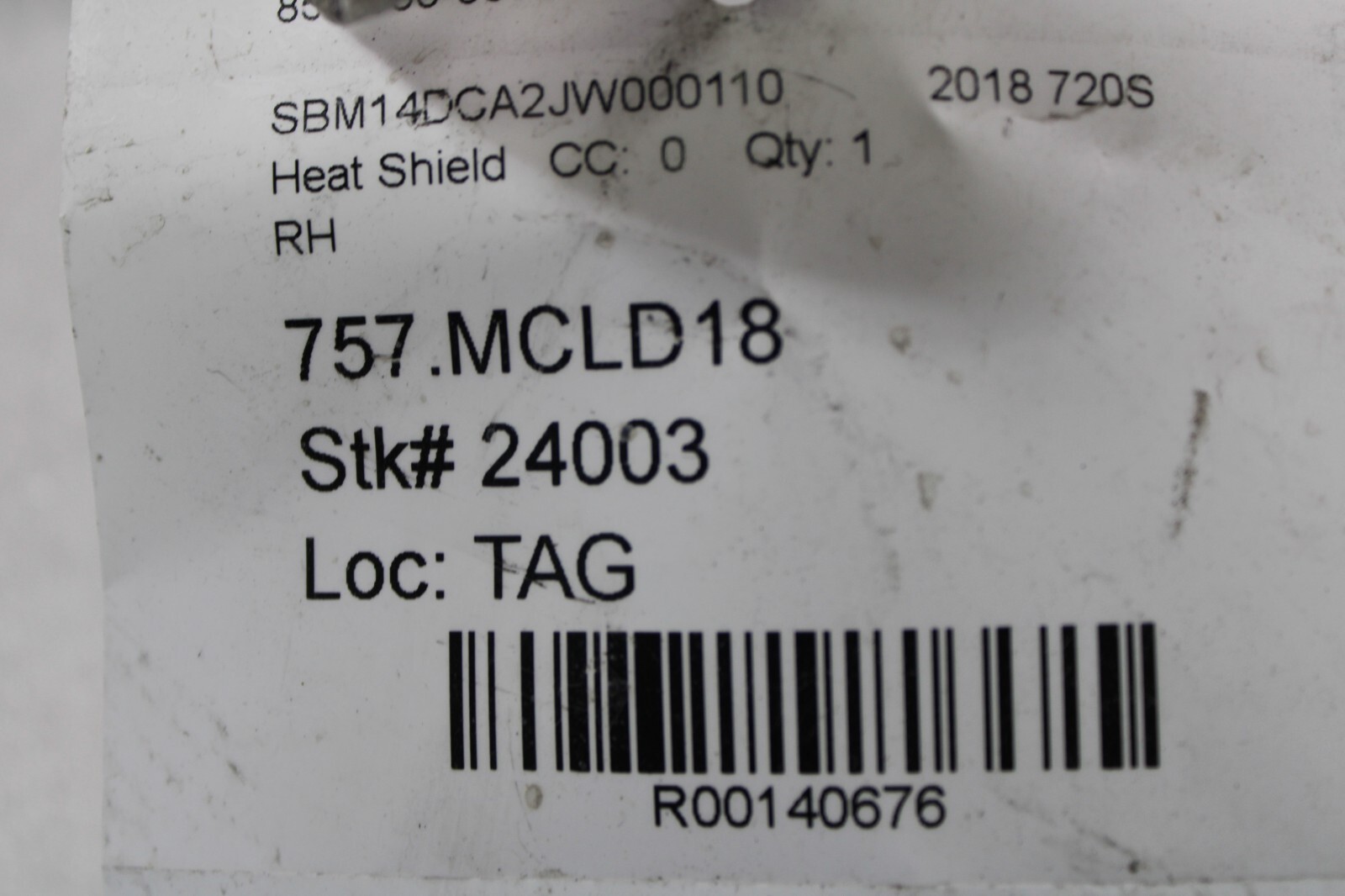 McLaren 720S, RH, Right, Exhaust Manifold Heat Shield, Used