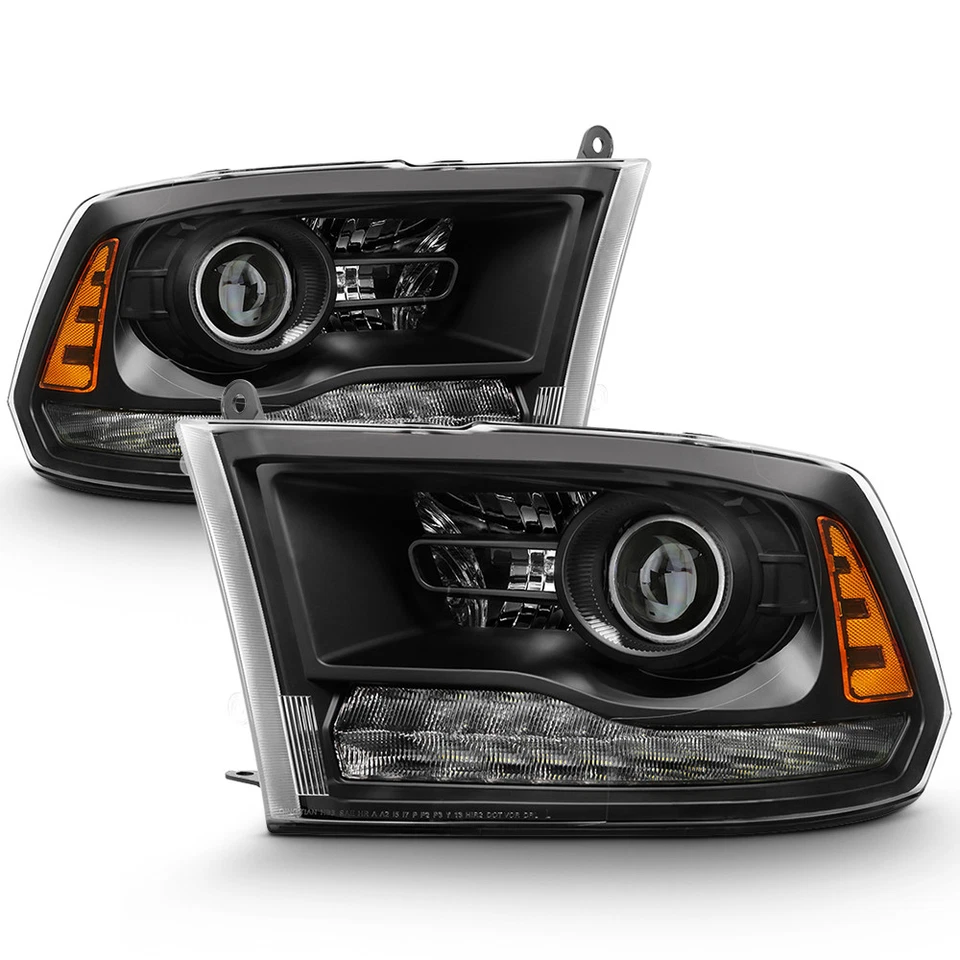 Faros proyectores LED DRL negros para Dodge Ram 1500 2500 3500 2013-2018 Foto 2 de 4