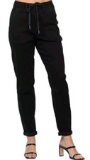 JUDY BLUE Jeans Womens 1/ 25 Black Jogger High Rise Stretch Denim Drawstring New