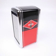 Vintage Coca-Cola Napkin Holder Dispenser Black & Red Stainless Steel 