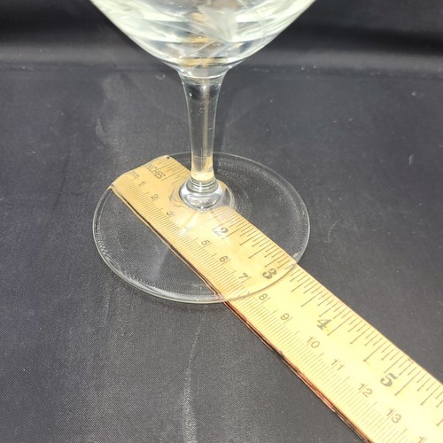 Calice grande ciotola vetro trasparente inciso acqua vino vintage - Foto 3 di 5