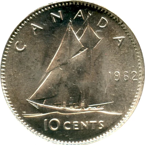 1962 Canada Ten 10 Cents .800 Silver Brilliant Uncirculated Dime Coin