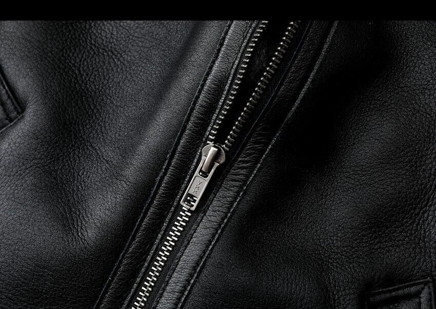 RAF B3 Bomber Jacket for Men - 100percent Real Leather Aviator Flying Shearling Fur image 7