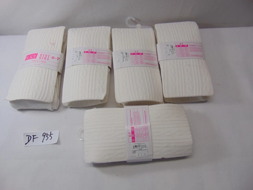 NWT The Childrens Place Girl’s Tights Simply White Thin Size 6 7 Lot of 5 - Image 4 of 4