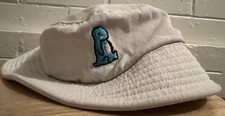 Women s Small Bucket Sun Hat White Cute Blue Dinosaur T-Rex Free Shipping