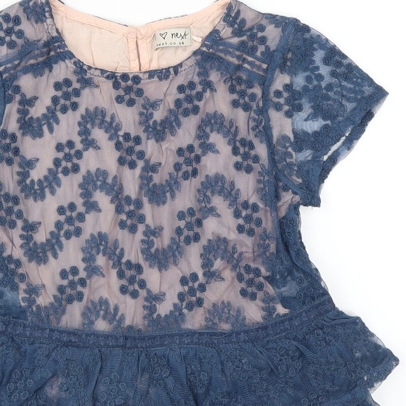 NEXT Girls Blue Floral Polyester blend Blouse Size 7 Years - embroide image 10