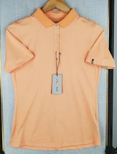 KJUS NEW $99 Womens Size Medium Orange Flower Performance Polo Shirt Golf Casual