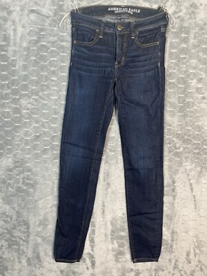 American Eagle Jegging Jeans Blue Women Sz 2 Super Super Stretch AEO Denim