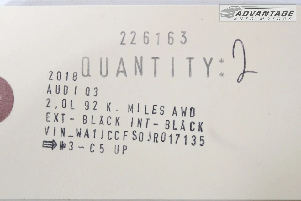 AUDI Q3 QUATTRO 2015-2018 PARABRISAS DELANTERO LIMPIAPARABRISAS BRAZO TAPA MOLDURA OEM Foto 4 de 4