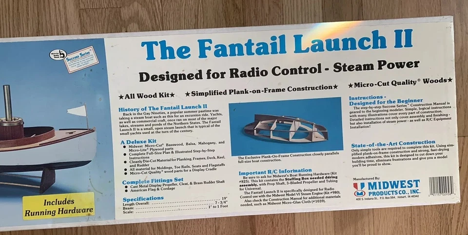 Midwest Fantail Launch II Ship Designed for Steam Power RC Model Kit #958 NIB - Image 3 of 4