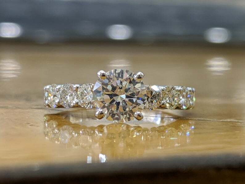 Classic Solitaire Wedding Engagement Ring Ct Round Diamond 14K White  Gold GP