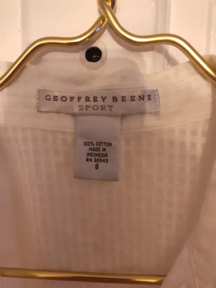 Top deportivo Geoffrey Beene de algodón sin mangas con botones blanco talla 8 Foto 2 de 3