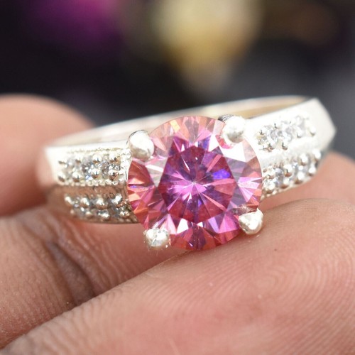 Certified 2ct Natural VVS1 Pink Diamond Ring For Love 14K White Gold Jewelry - Picture 5 of 13