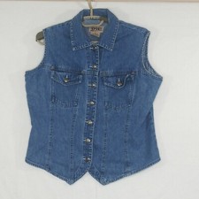 Vintage Carriage Court Sport Womens Sleeveless Denim Vest Size Medium Light Blue