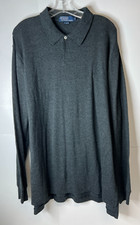 VTG Polo Ralph Lauren Mens XL Gray Long Sleeve Pullover Sweater Soft Cotton Pony