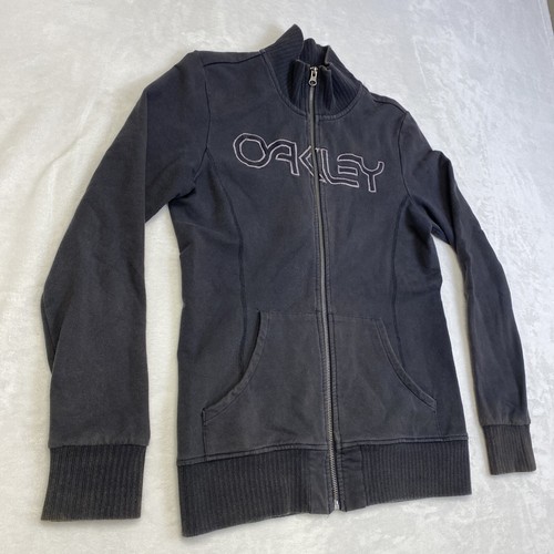 Oakley Women's Size Small Track Jacket Faded Black Zipper Vintage Retro - Picture 2 of 7