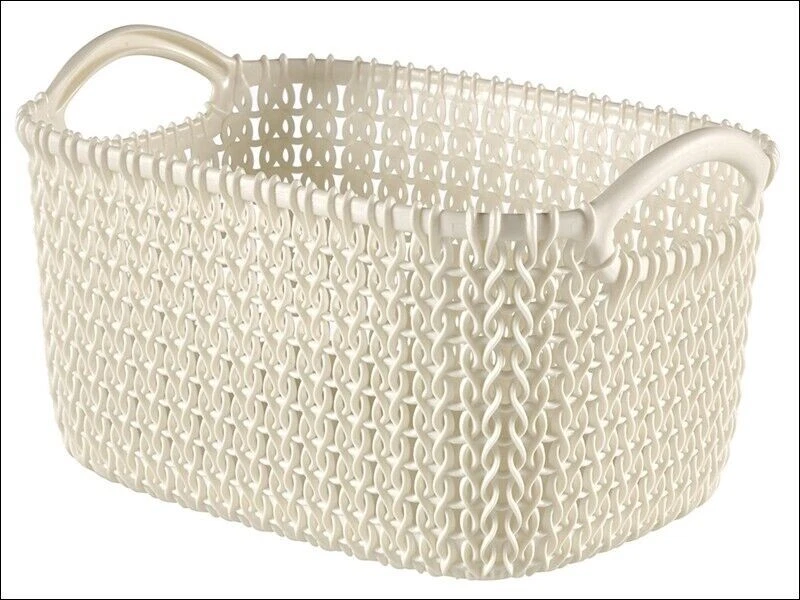Curver Storage Knit Rectangular Storage Basket white & Misty Blue 8 Litre - Image 4 of 4
