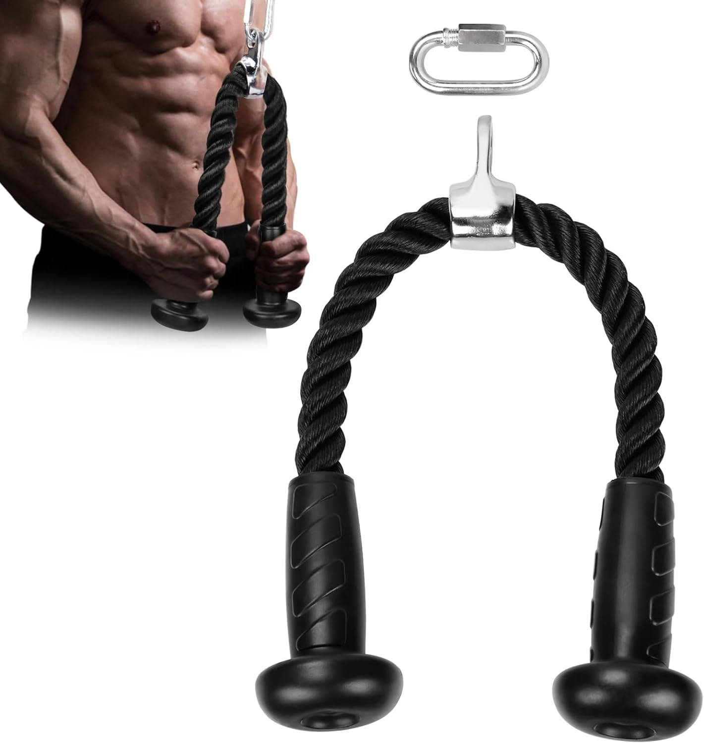 Corde de traction triceps antidérapante avec poignée confort pour poulie haute