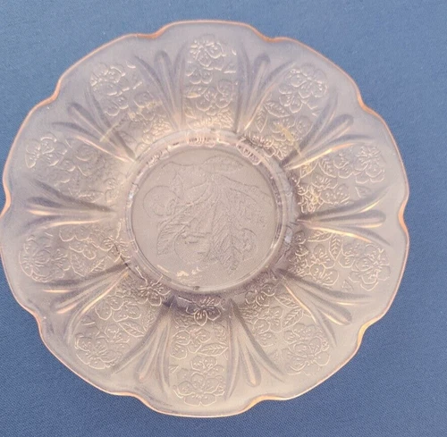 Pink Depression Glass Jeannette Cherry Blossom Tea cup Saucer 6"