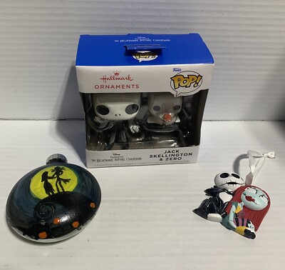 Nightmare Before Christmas Ornament Lot Of 3 Hallmark Disney & Hand Painted