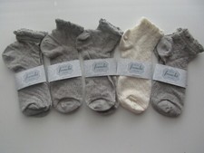 Frenchi 5-Pack Junior Girl Ankle Socks OS Shoe Size 4 to 7 8.75-9.75 ft-length