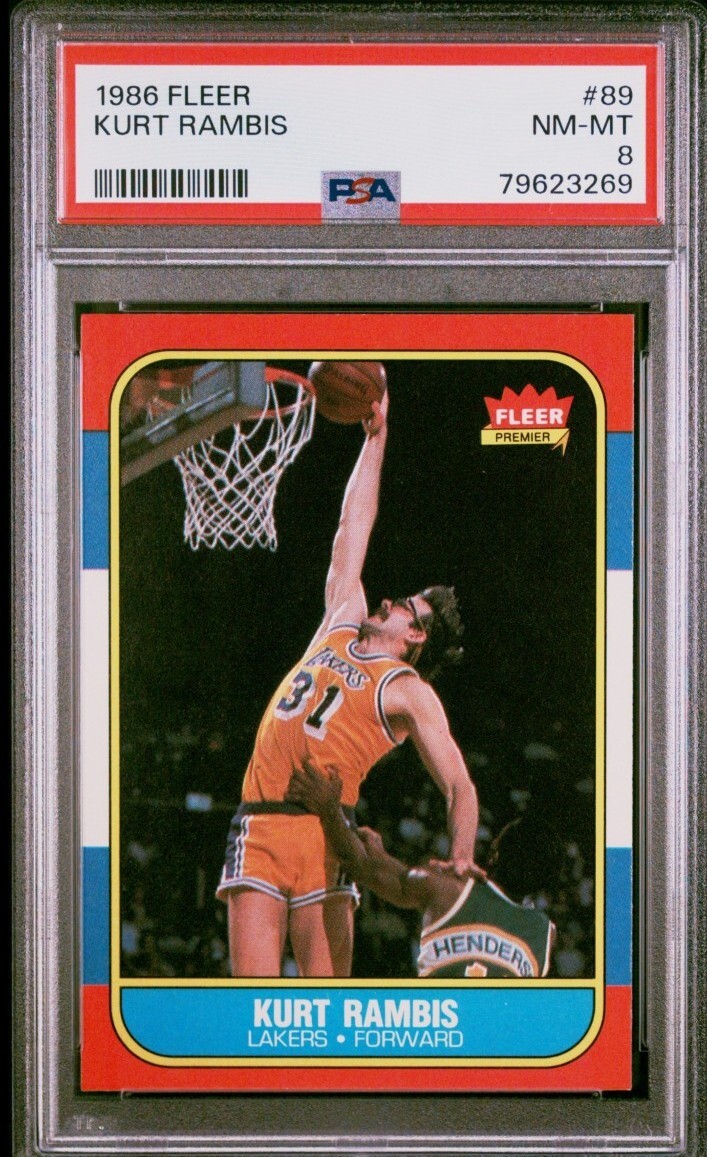1986 Fleer Basketball #89 Kurt Rambis PSA 8 NM-MT Los Angeles Lakers 79623269