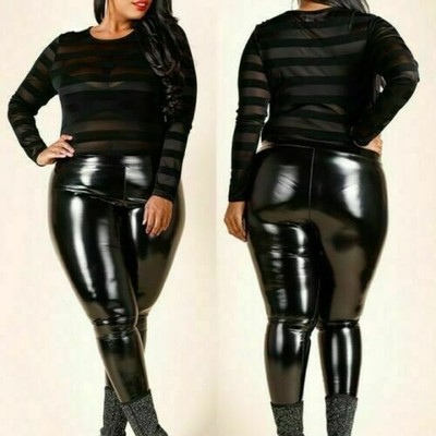 plus size wet look leggings