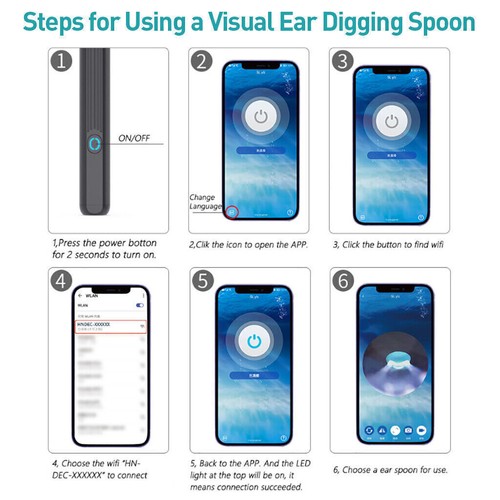 Wireless Ear Wax Remover, Camera HD Ear Endoscope Spoon Pick Cleaning Tools Kit - Picture 11 of 17
