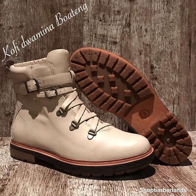 Timberland Tan and White Ankle-High Boots with Padded Collar Women main image 2