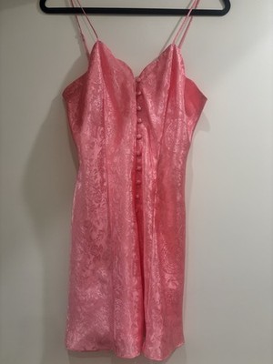 Victoria's Secret Pink Satin Floral Jacquard Gold Label Slip Dress S