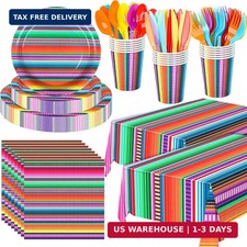 177 PCS Mexican Fiesta Party Supplies Fiesta Tableware Set Mexican Serape Paper