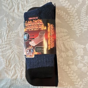 Heated Socks Thermal Warmth USA 10-13 Blue Black Acrylic Skiing Winter