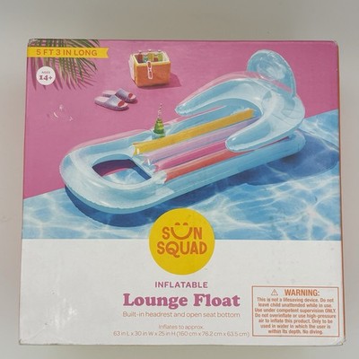 SUN SQUAD INFLATABLE LOUNGE POOL FLOAT- BLUE