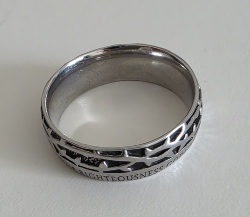 Ring Man of God 1 Timothy 6:11 Mens Crown of Thorns Stainless Steel - Picture 5 of 11