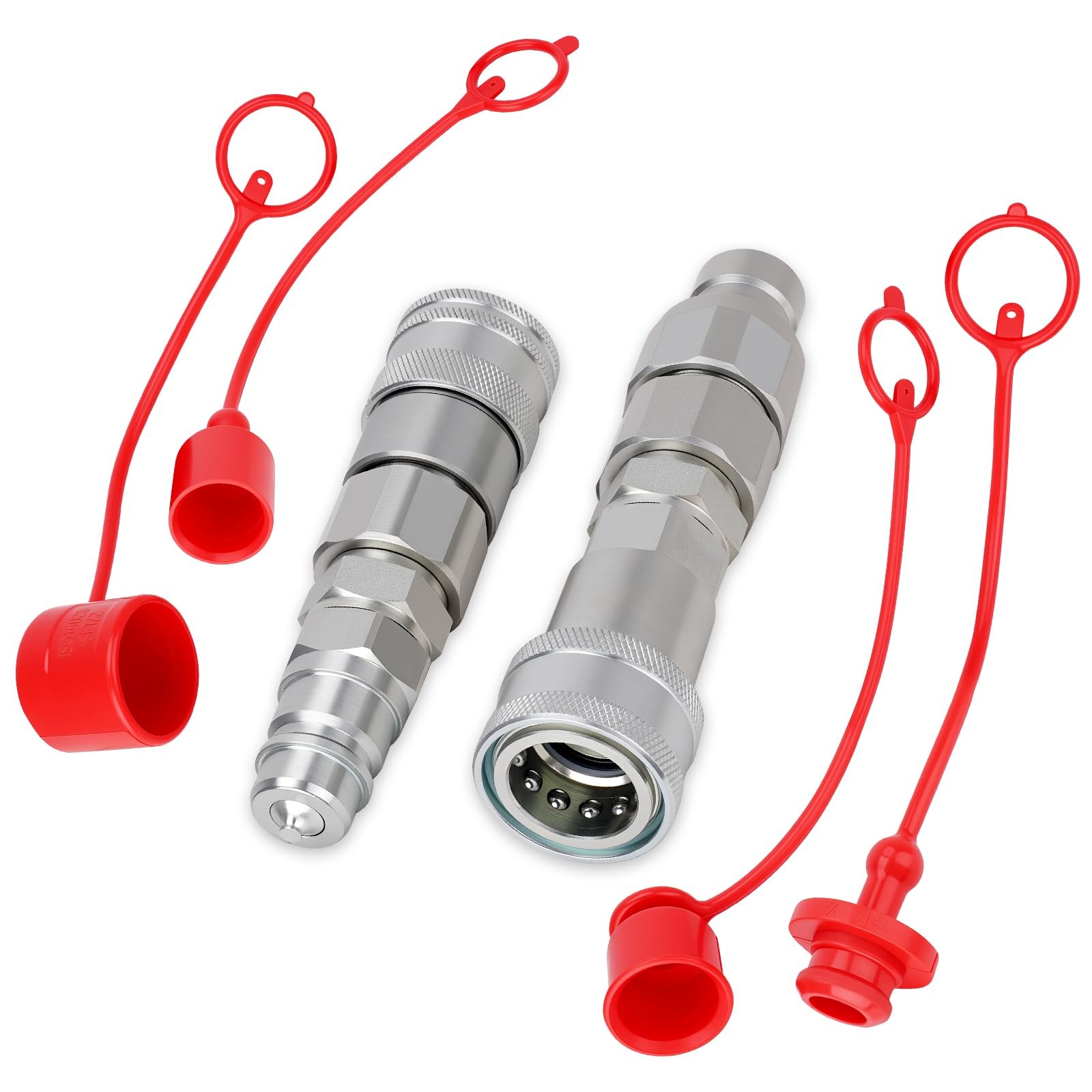 1/2" Flat Face ISO 16028 to Ag ISO 5675 Pioneer Quick Hydraulic Coupler Adapters