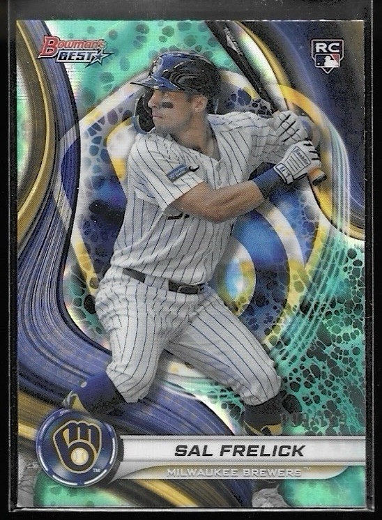 2024 Bowman's Best Sal Frelick RC Aqua Lava Refractor Rookie #/199 Brewers