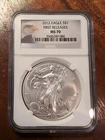 American Silver Eagle NGC 2012 UNC $1  MS-70  First Releases Eagle Logo
