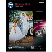 HP Premier Plus Inkjet Print Photo Paper 8 1/2" x 11" Soft Gloss 1/Pack White