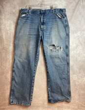 Vintage Dickies Carpenter Jeans Mens 40x30 Blue Thrashed Ripped Tagged 42x30