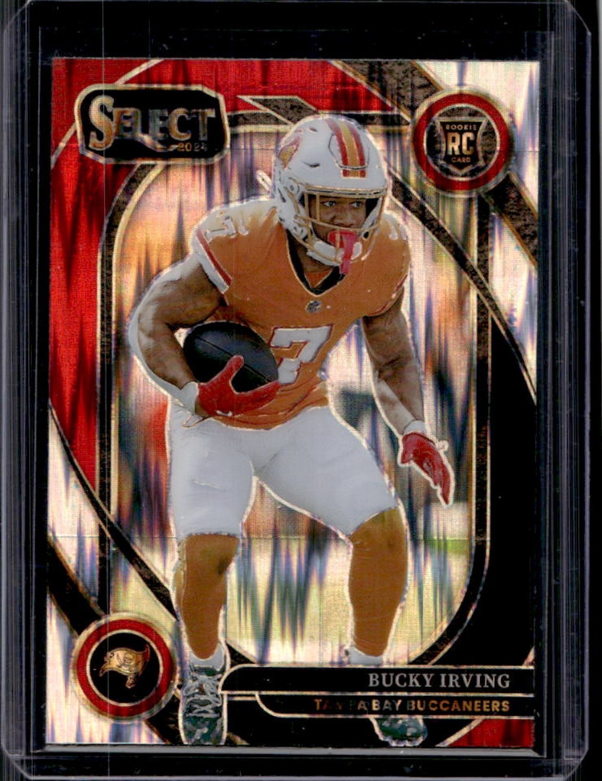 2024 Panini Select Bucky Irving Club RC Black and Red Prizm Shock Rookie #239