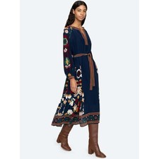 Sea New York Cassia Print Long Sleeve Dress Size L Designer Midi