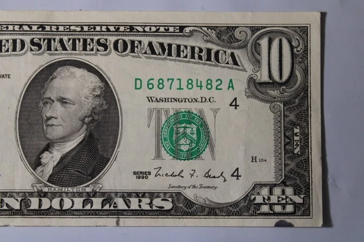 Series 1990 C 10$ Dollar Bill Federal Reserve Note Ten Dollars 39 - Image 3 of 4