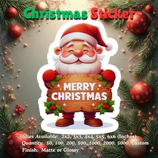 Christmas Sticker Santa Holiday Cartoon Waterproof Vinyl Die Cut Glossy Matte