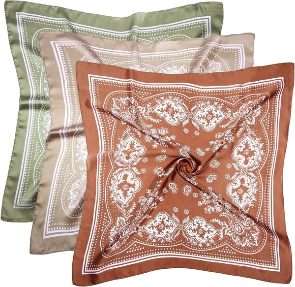 Doobo Satin-Kopftuch, Haarschal, Seide, Bandana, Haarband, Halstuch FüR Damen-image